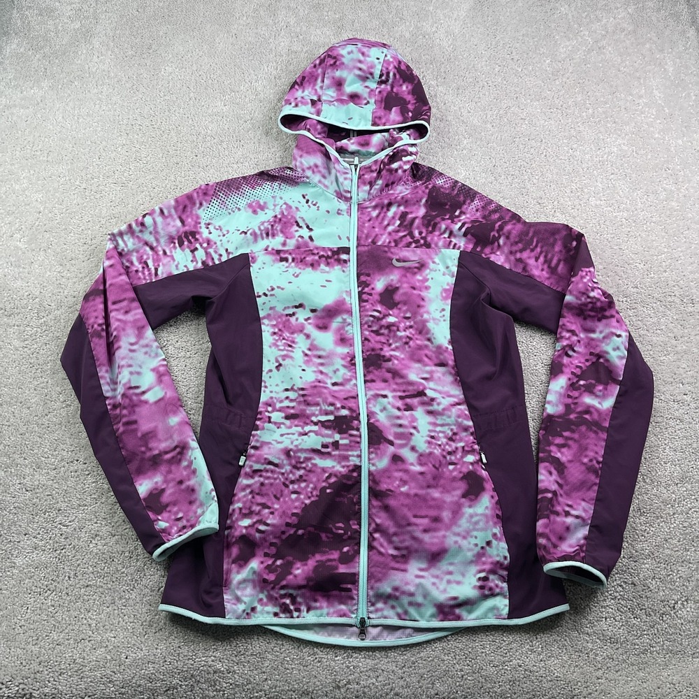 Nike Jacket Womens Medium Purple Printed Trail Kiger Lightweight Running Ripstop